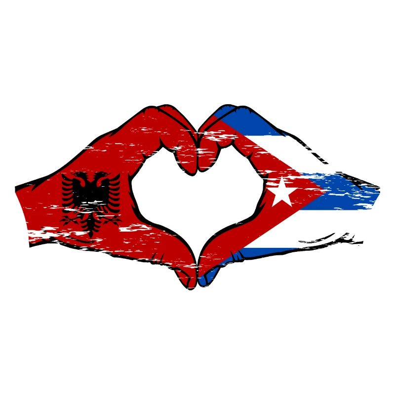 Albanie Cuba Drapeau Mains Coeur Forme Utilisé