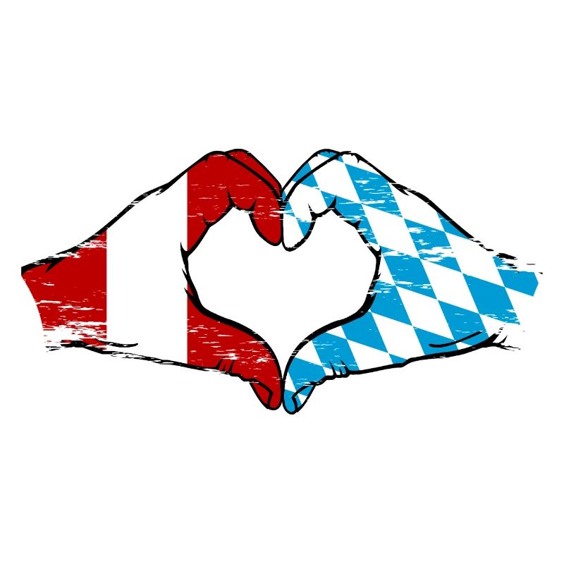 Pérou Bavière drapeau mains forme de coeur utilisé