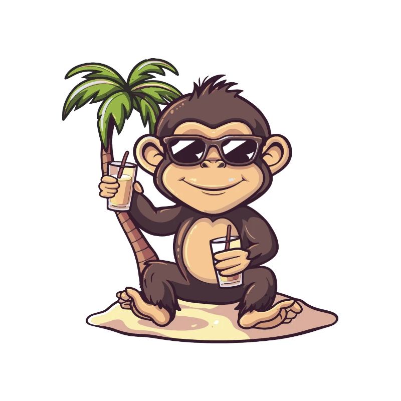Affe Sommer Strand Comic