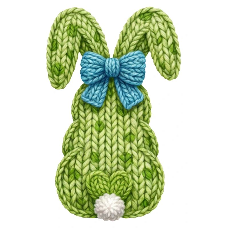 Easter Bunny from Behind with Bow Faux Yarn Easter