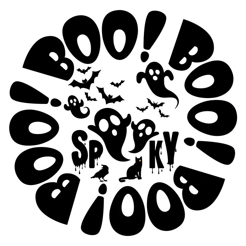 Halloween små spøkelser og flaggermus Black Spooky Boo