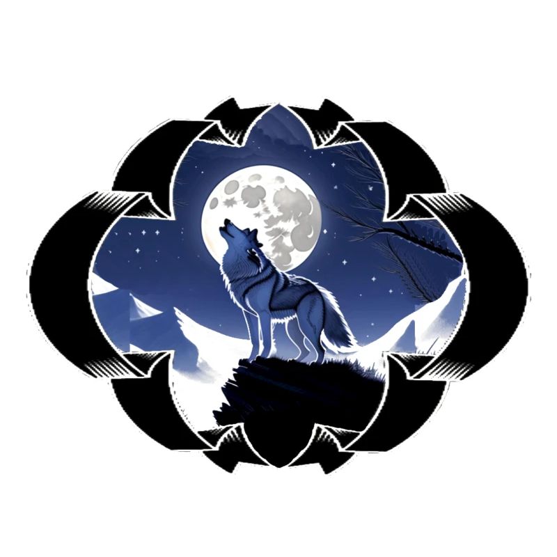 Wolf , Wolf-Design, Wolf im Mondschein,