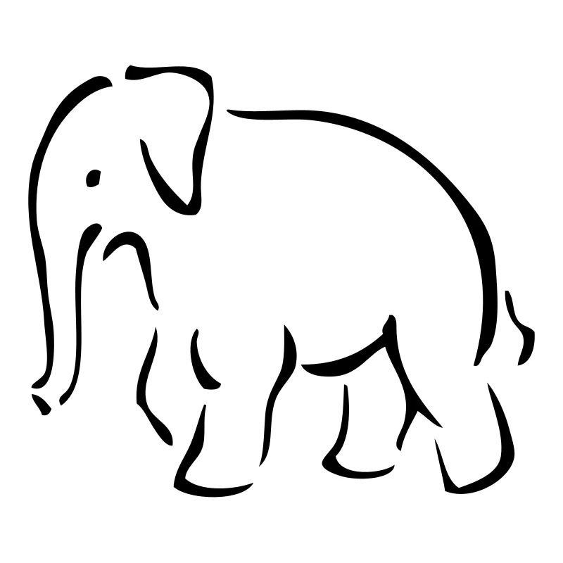 Zoo, éléphant, géant, stoßzahn, ivoire, contour,