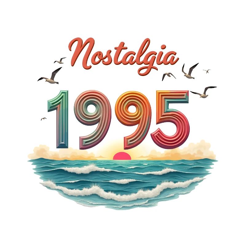 Nostalgie 1995 – Design rétro coucher de soleil