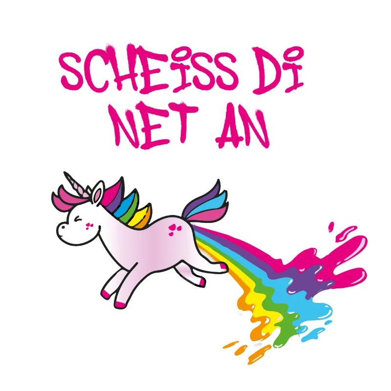 Scheiss di net an, Einhorn, kotzendes einhorn,bunt