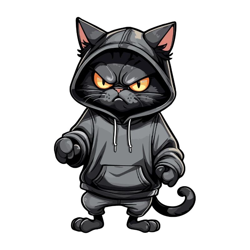 Tomcat noir avec sweat à capuche