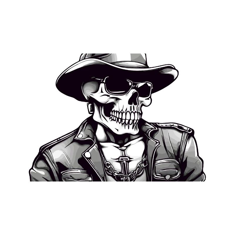 Totenkopf mit Lederjacke
