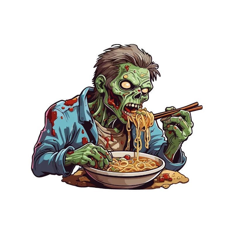 Zombie eats ramen