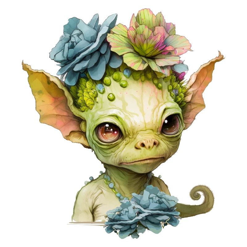 Mignon extraterrestre avec des fleurs