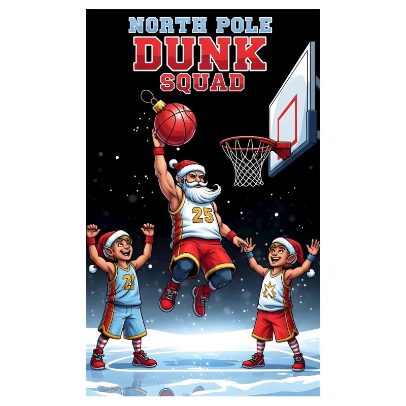 Santa Dunking Basketball North Pole Dunk Squad