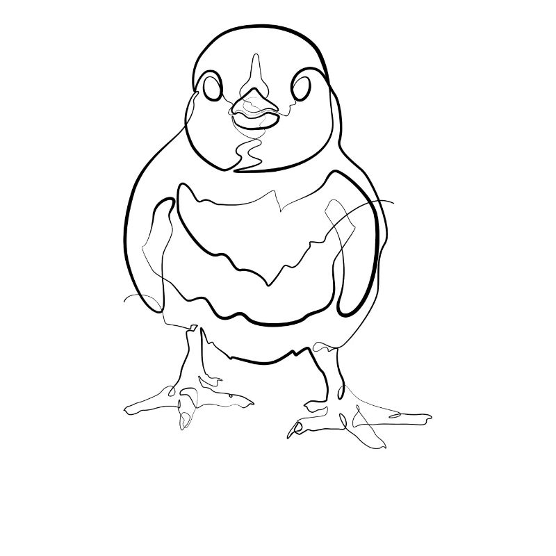 Poulet bébé poussin - one line drawing