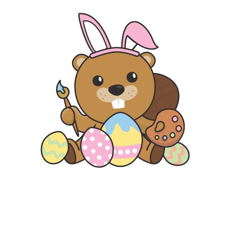 happy easter sweet beaver Easter with Easter eggs