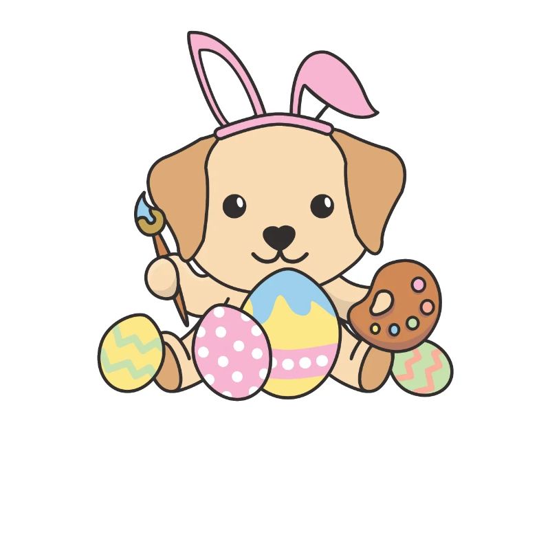 happy easter sweet Labrador Easter with Easter eggs