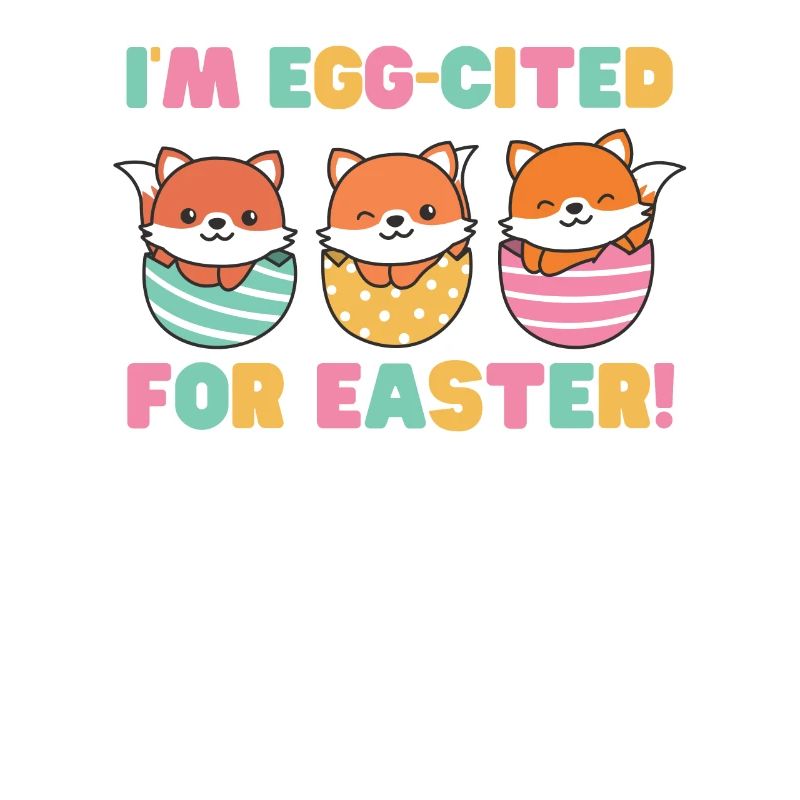 sweet foxes at Easter with Easter eggs fox