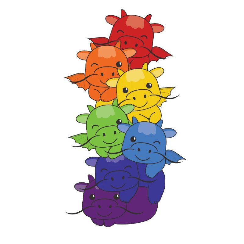 Rainbow Flag Pride LGBTQ Cute Dragon Stack