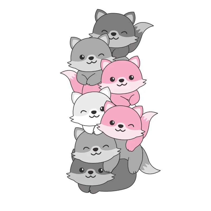 Demigirl Flag Pride LGBTQ Cute Fox Stack
