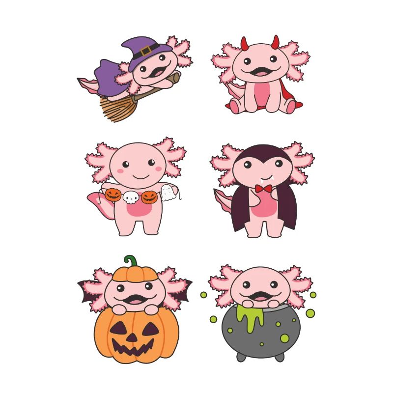 Axolotl Halloween Devil Pumpkin Vampier Costume