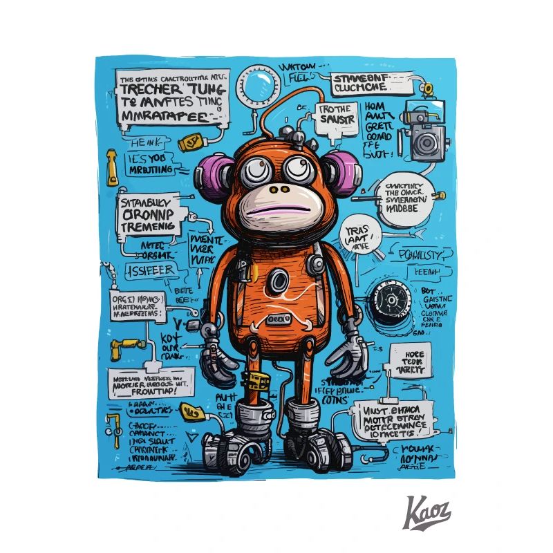 Funny, funky robot monkey