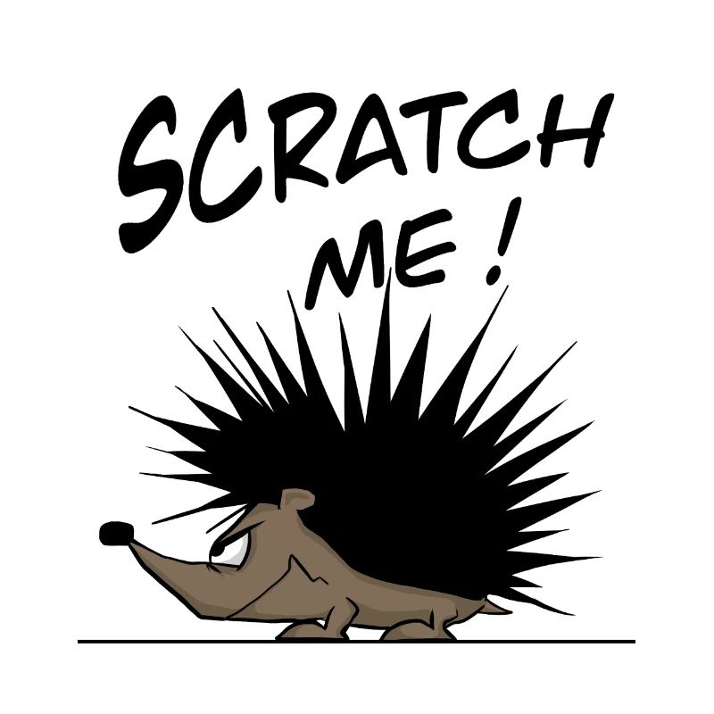 Drôle de hérisson dit SCRATCH ME ! Style de bande dessinée
