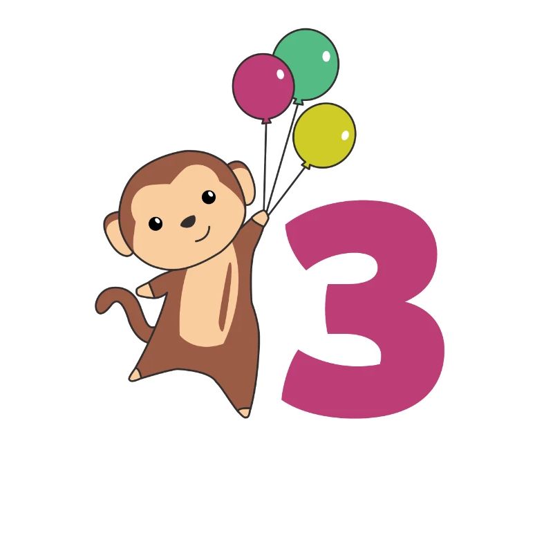 Affe dritter Geburtstag Luftballons Affen Kinder
