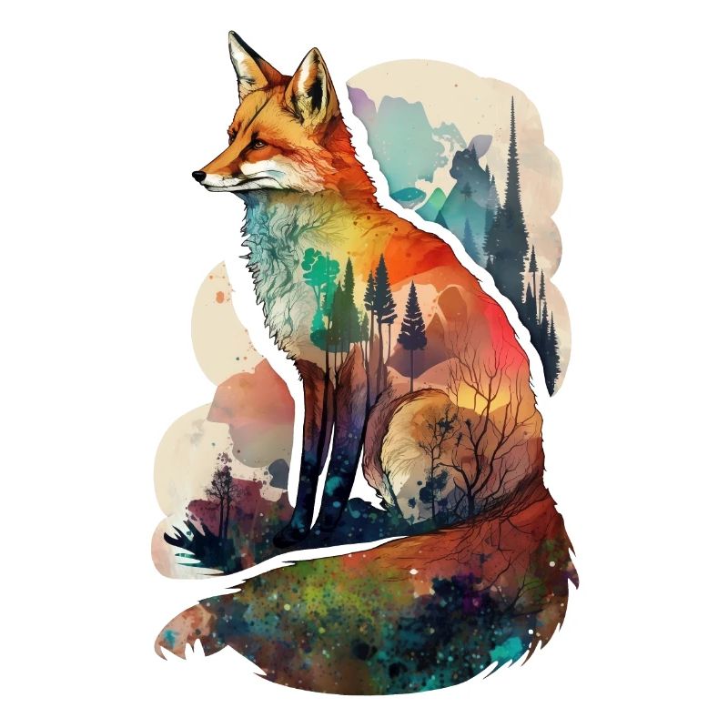 Fox Aquarelle Forêt Faune Dessin de la faune