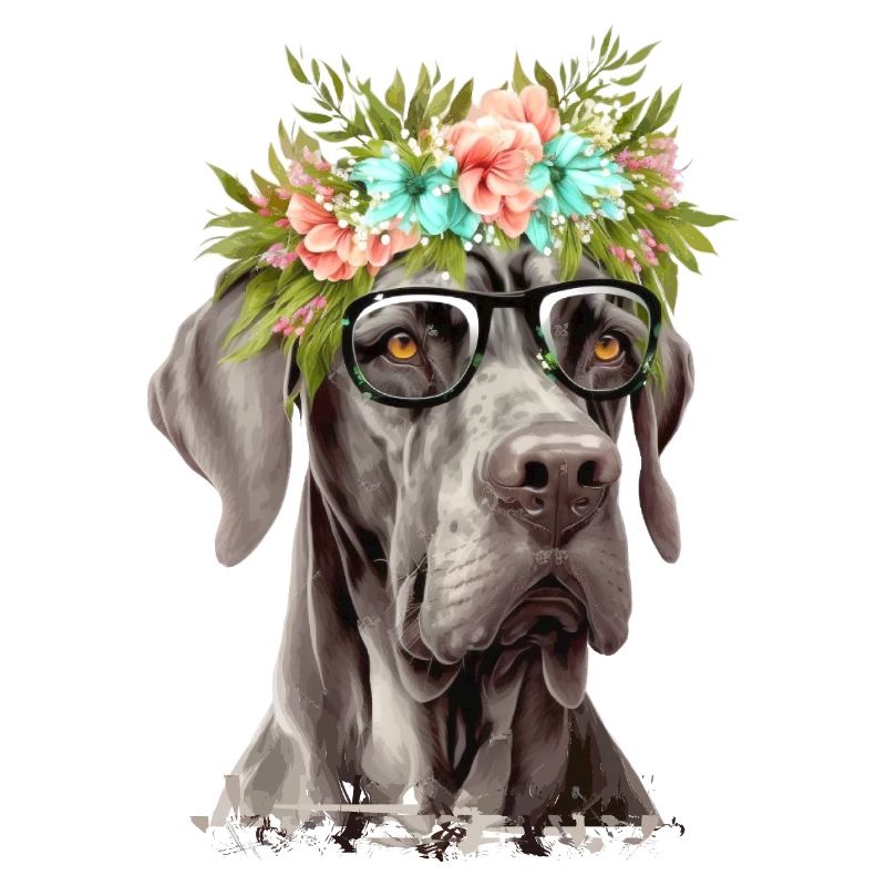 Great Dane with flowers