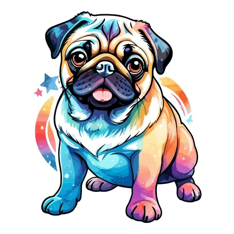 Mops Wasserfarben