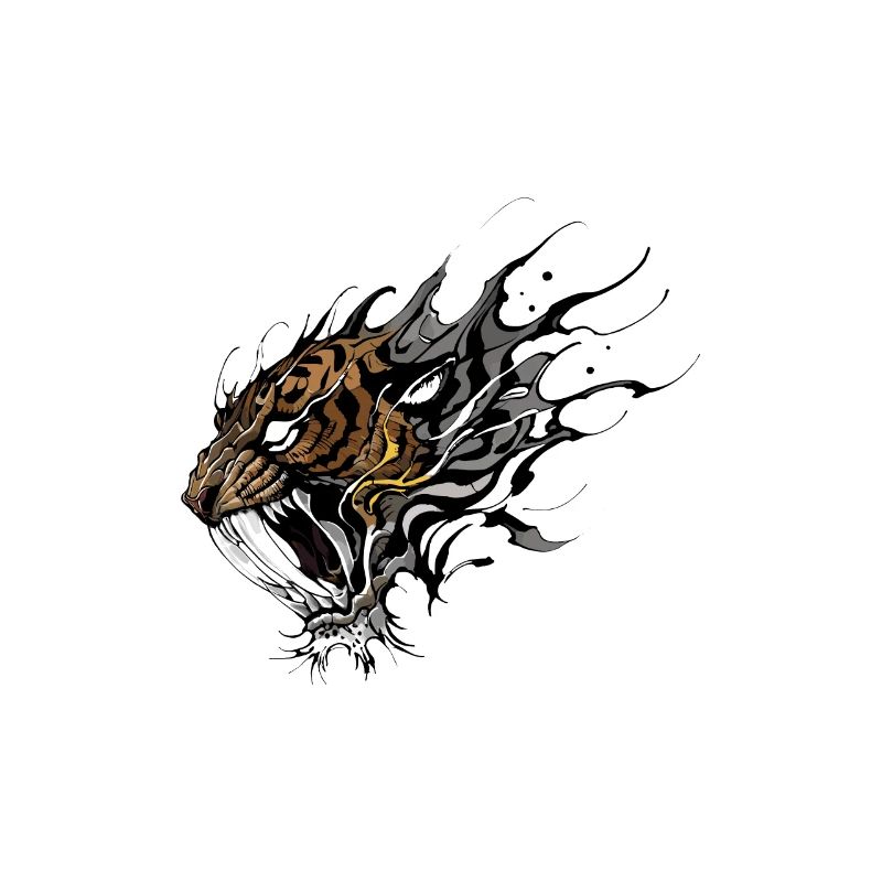 Conception de tatouage de tigre à dents de sabre féroce