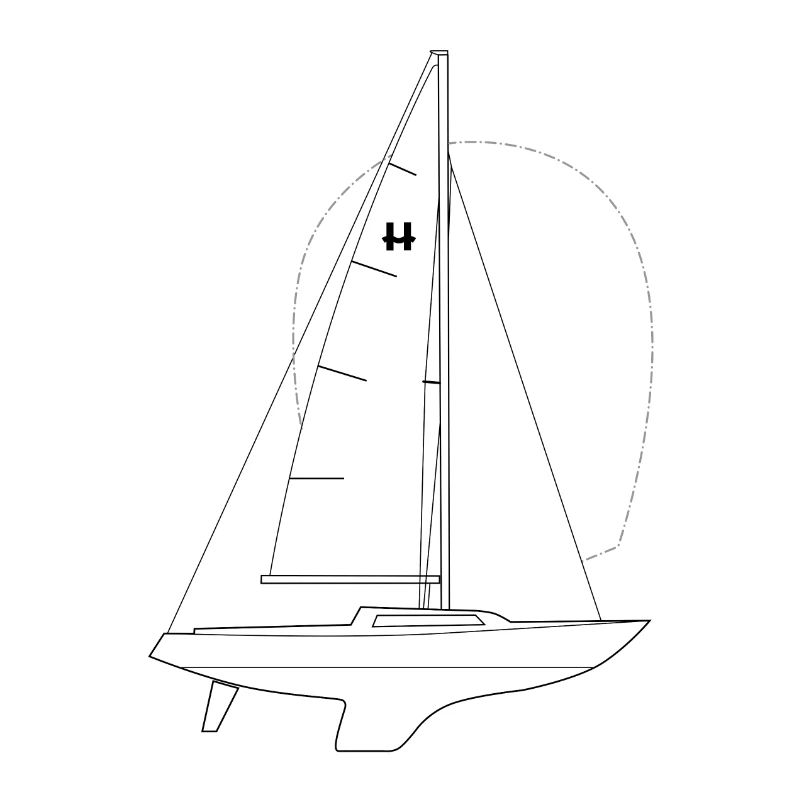H-boat crack avec spinnaker