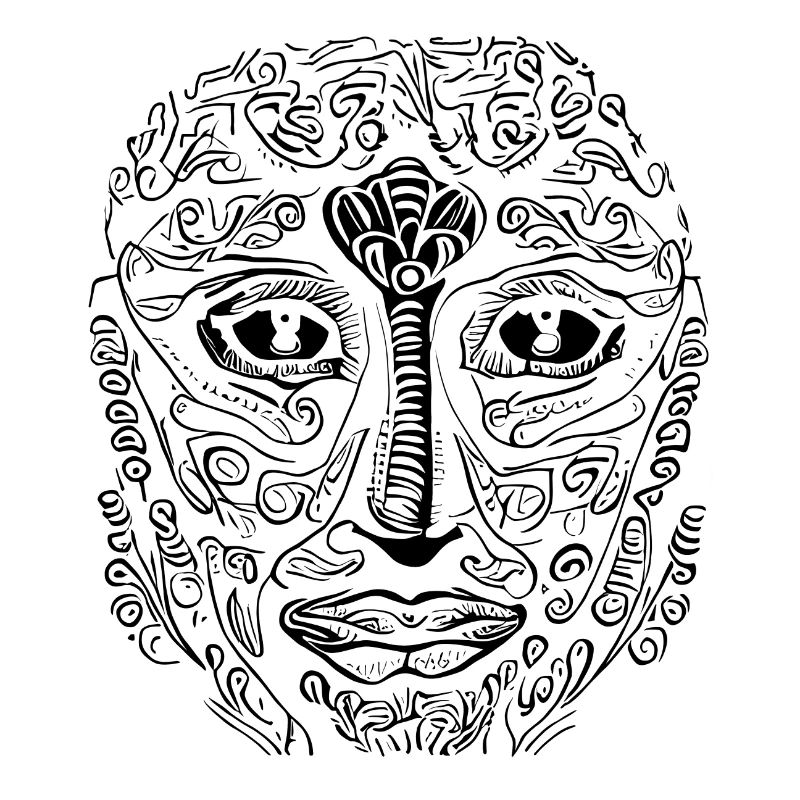 Abstract Ornament Face Graphic Pattern Line Art