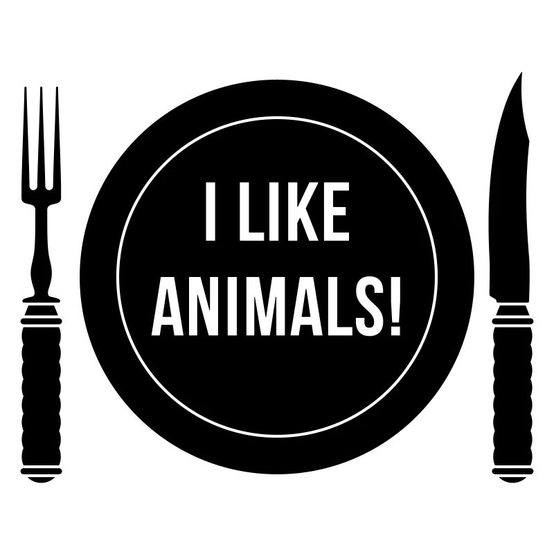 I Like Animals! (Fork / Knife / Plate / Black)