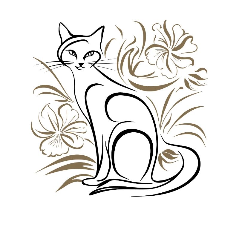 Chat Fleurs Minimaliste