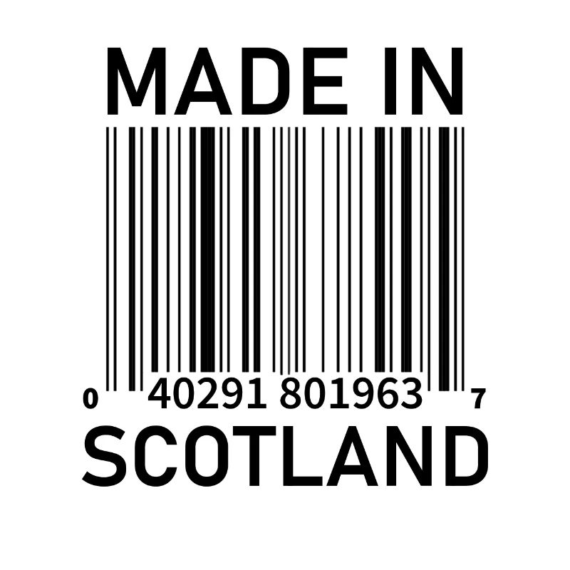 Made in Scotland - Code à barres (texte noir)