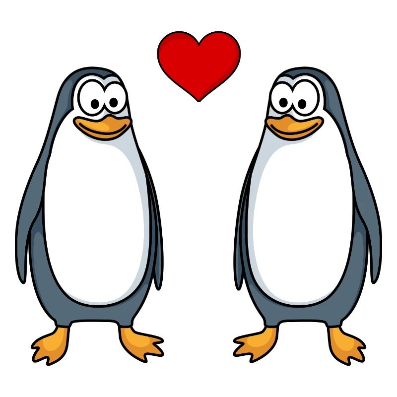 Pinguin Comic Paar Liebe
