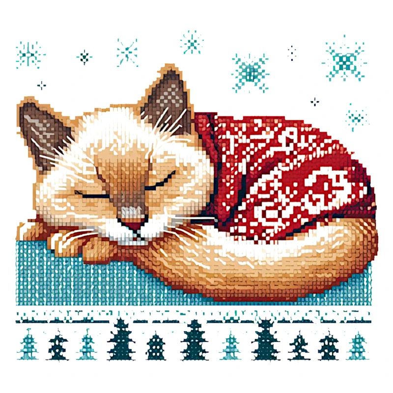 Chat endormi de Noël laid