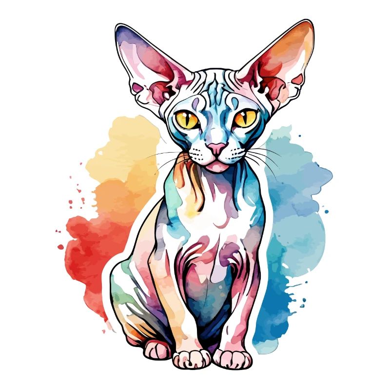 Sphynx Katze Wasserfarben