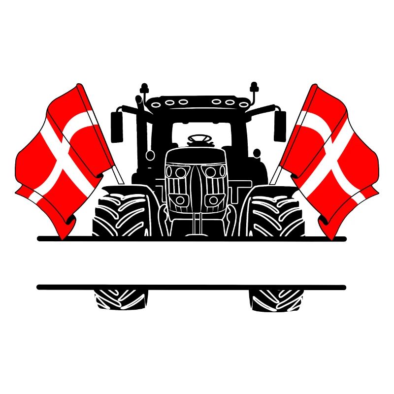 Tracteur deux drapeaux Danemark et espace texte
