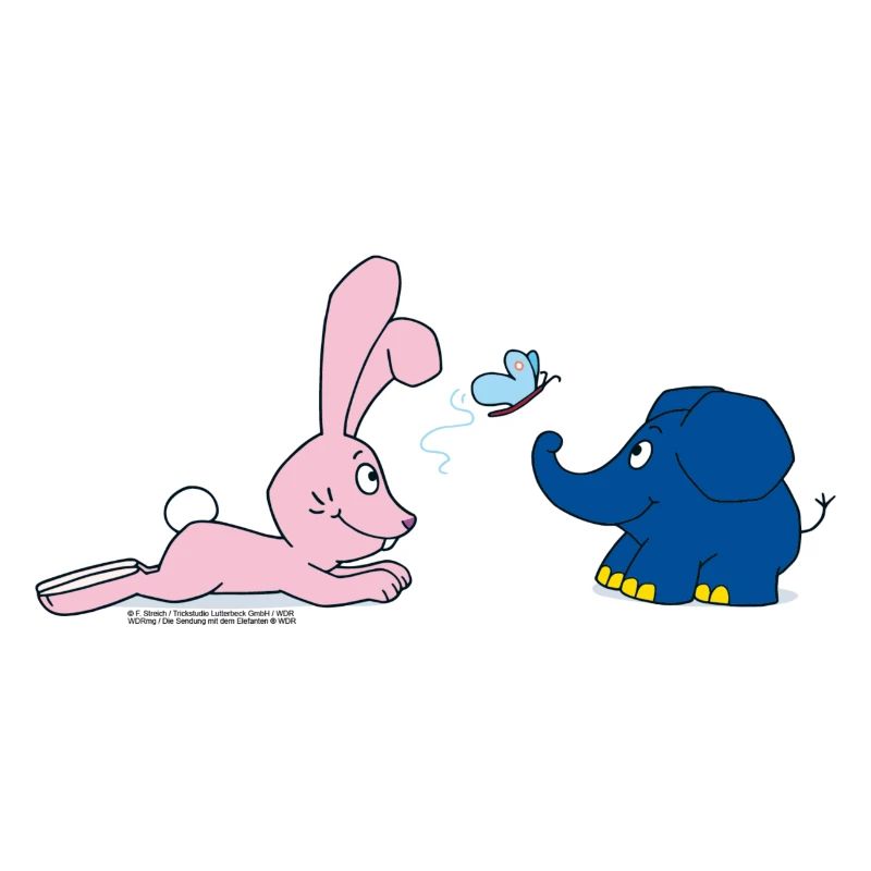 Éléphant et lapin avec papillon