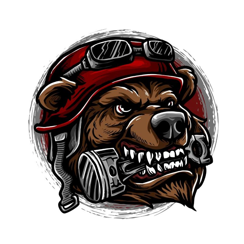 Biker bear with piston Motorcycles