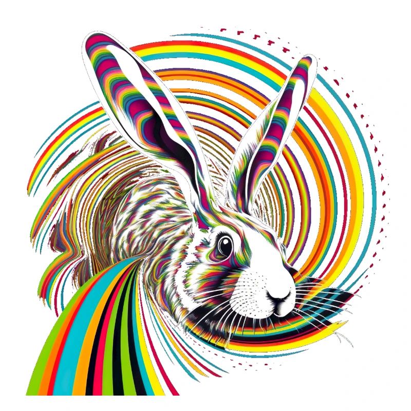 Colorful Easter Bunny Adventure Psychedelic