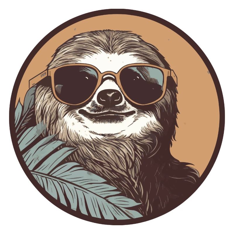 Sloth with sunglasses, sluggishness