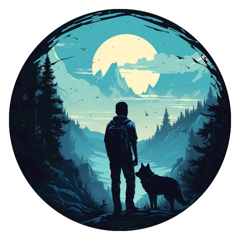 Junger Mann und sein Wolf