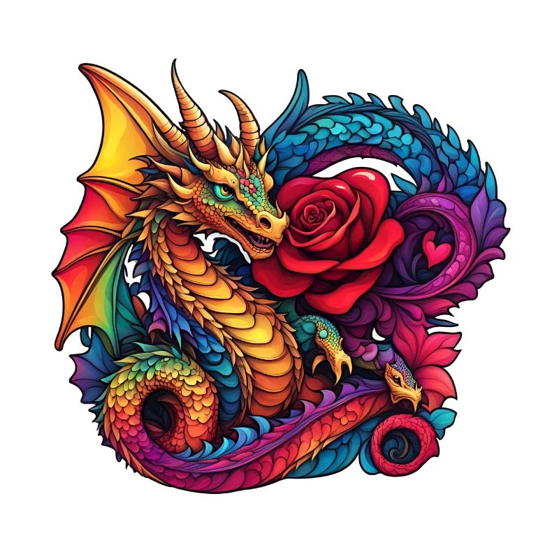 Drache mit Ros