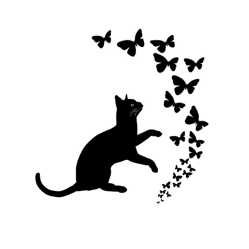 Conception de chat noir et papillons