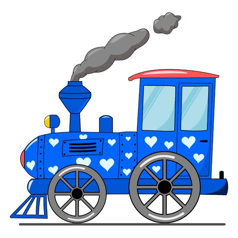 Kinderzug Eisenbahn blau mit Herzen