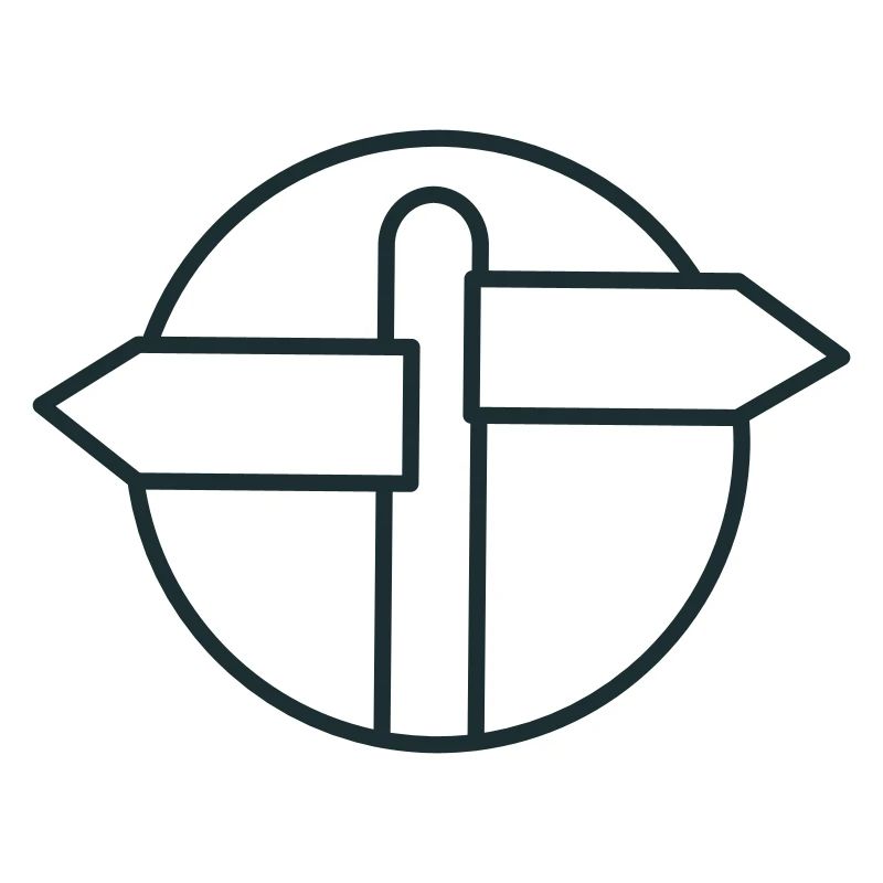 Blank direction sign in a circle