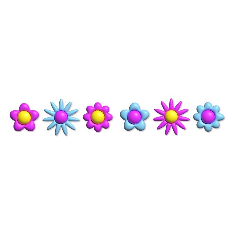 Flowers Blossoms in Row 3D