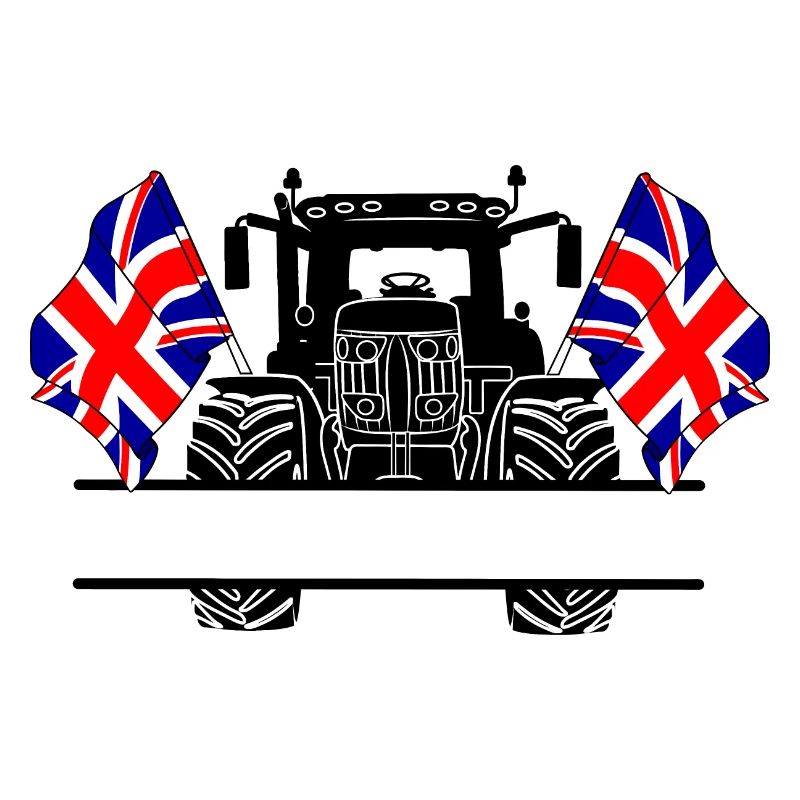 tracteur deux drapeaux Angleterre et espace texte