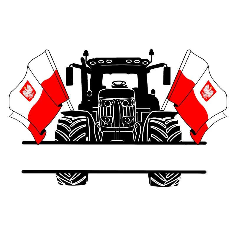 Tracteur, deux drapeaux, mâts et espace texte