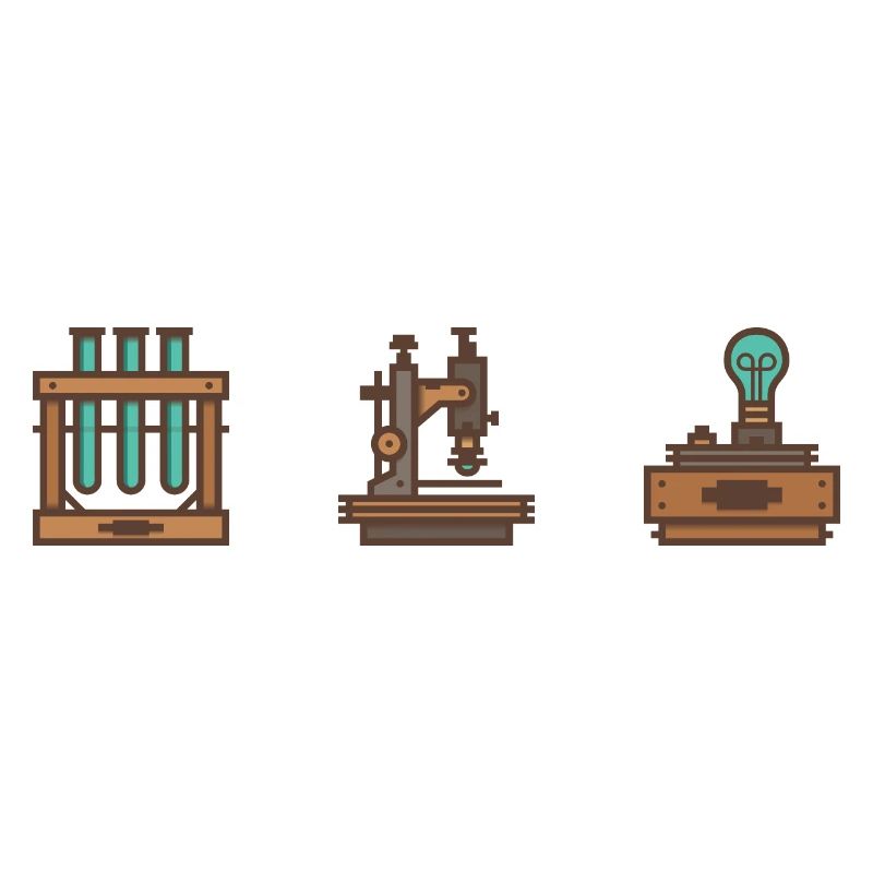 Retro Science Icon Set